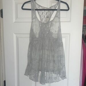 Abercrombie & Fitch Gray Lace Tank Top